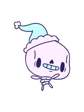 Titreyen el animasyonu Kawaii iskeletinin noel resmi.