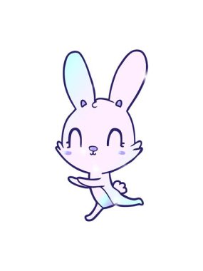 Sevimli çizgi film tavşanının parıltı efekti