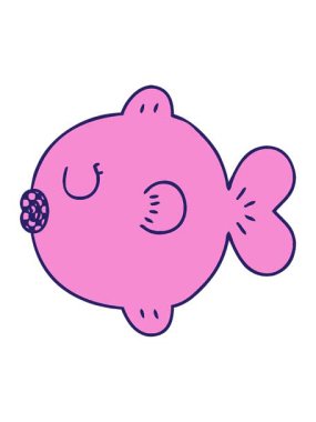 Çizgi roman tarzı tuhaf çizgi film balıklarının hareketli animasyonları