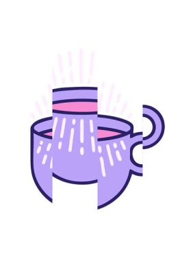 Dövmenin bölünmüş hareketli animasyonu kahve fincanının retro tarzı görüntüsü