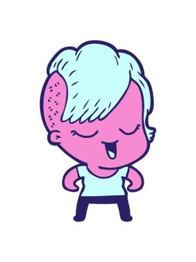 Mutlu karikatür kızı imajının titreşimli animasyonu