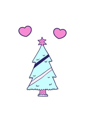 dönen kalpler sevimli noel ağacının animasyonu