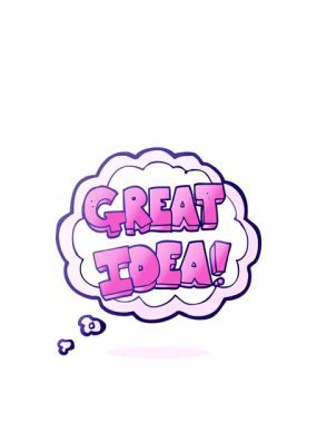 Serbest ve çizilmiş düşünce baloncuğu çizgi filmi Büyük Fikir Sembolünün animasyonunu genişletiyorum