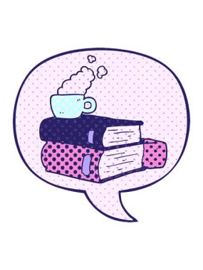 Çizgi roman ve kahve fincanının çizgi roman tarzında konuşma baloncuklu animasyonunu renklendir