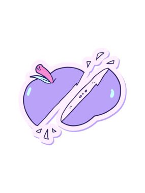 Çizgi film dilimlenmiş elmanın hareketli çıkartması