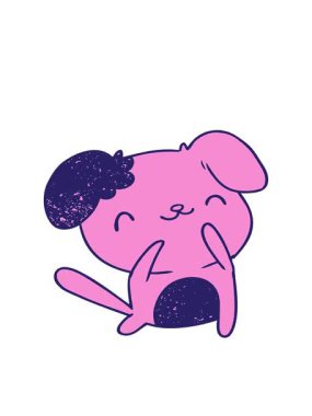 Tatlı bir köpeğin dokulu çizgi film çiziminin hareketli animasyonu kawaii