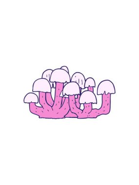 Bir mantarın çizgi film dizaynının dikkat çekici animasyonu