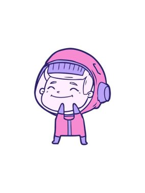 Mutlu bir çizgi film astronotunun dikkat çekici animasyonu