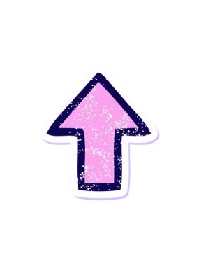 Sevimli çizgi film yönlü okun sıkıntılı çıkartmasının neon ışık efekti animasyonu