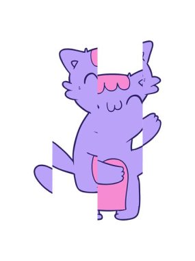 Bir neon kedi çizgi filminin bölünmüş hareket animasyonu