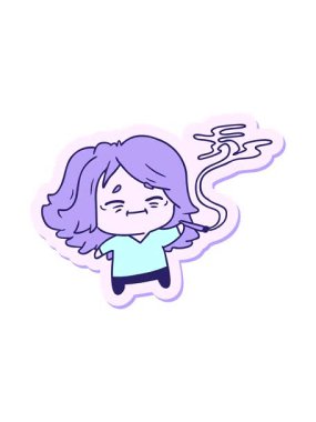 tatlı kawaii yaşlı kadının serbest çizim karikatürünün hareketli animasyonu