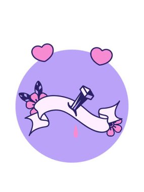 dönen kalp animasyonu dövme stili simgesi Demir çivi bayrağı ile