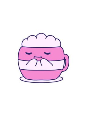 Sıcak çikolatayla dolu mutlu bir kupanın radyoaktif parlak animasyonu.