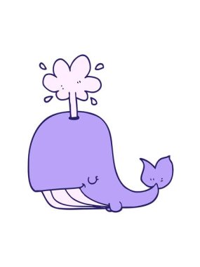 Çizgi film balina çiziminin hareketli animasyonu