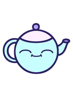 Mutlu bir çaydanlığın tatlı çizgi filminin animasyonunu oynat ve durdur