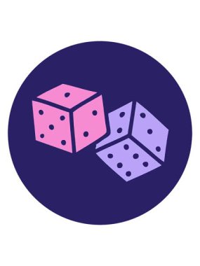 Şanslı zarların ikonik dövme stili görüntüsünün titreşimli hareketi