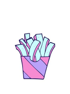 Çizgi film çizgi filmlerindeki gibi patates kızartması yiyorum.