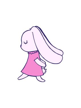 Çizgi film tavşan tasarımının dönen hareket animasyonu