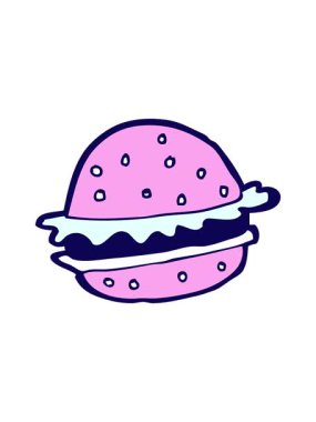 Çizgi film hamburgerinin neon ışık efektleri