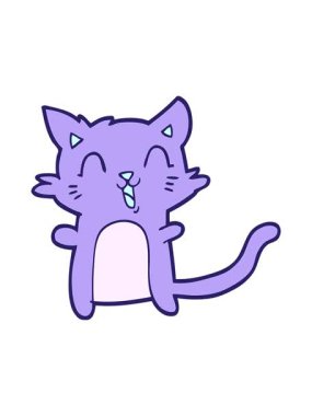 Mutlu bir kedinin çizgi filminin basınçlı animasyonu