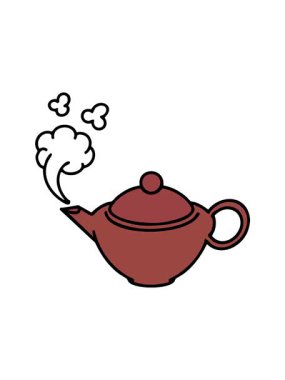 Buharı tüten sıcak Japon çay illüstrasyonunun dönen hareketli animasyonu