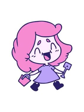 Kovası ve küreği olan sevimli kawai kızının el yazısıyla çizilmiş titreyen animasyonu