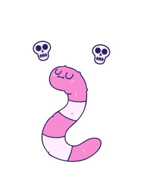 el animasyonu dönen kafatasları çizilmiş tuhaf çizgi film solucanı