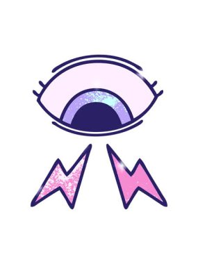 Eskimiş grunge desenli mistik göz çizgi filminin ışıltı etkisi