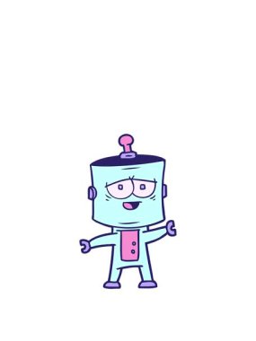 stretching up animation of a cartoon robot character design