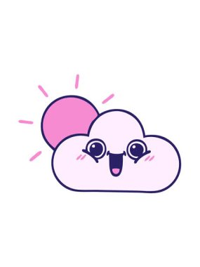 Bir güneş ve bulutun tatlı çizgi filminin titreşimli hareketli animasyonu