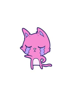 Ağlayan çizgi film kedisinin gösterişli satış animasyonu