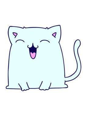 neon ışık efekti el çizimi çizgi film kedisinin animasyonu