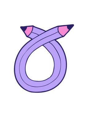 Çizgi film kalemlerinin dönen hareketli animasyonları