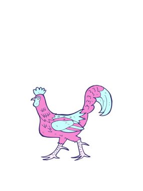 Horoz resimlemesinin zıplama hareketi animasyonu