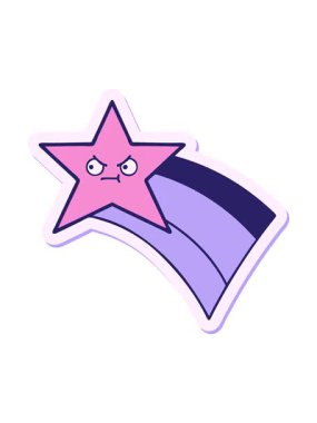 Gökkuşağı yıldızına ateş eden sevimli çizgi film çıkartmasının canlandırmasını göster