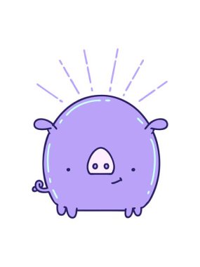 Geleneksel dövme stili domuz karakterinin hareketli animasyonu