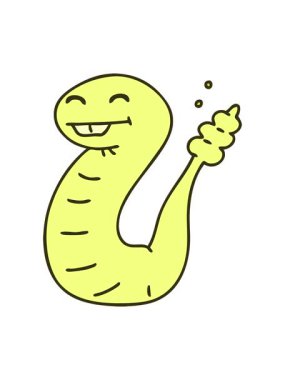 Mutlu bir yılanın çizgi filminin renk animasyonu değişiyor.