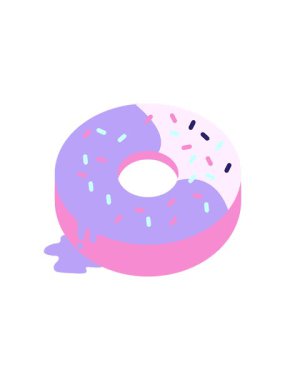 Lezzetli bir buzlu çöreğin düz renk çiziminin yıldız patlaması etkisi animasyonu