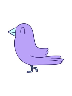 Tatlı bir kuşun retro çizgi filminin basınçlı canlandırması