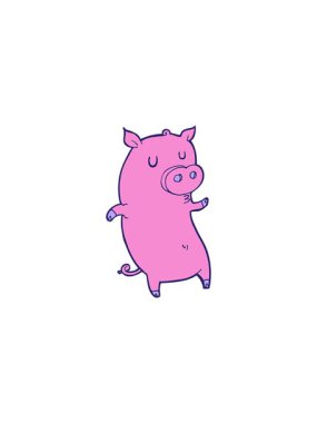 Komik çizgi film domuzunun satış animasyonu