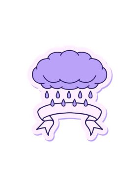 Dövme stili çıkartmanın hareketli animasyonunu yağmur sancağıyla patlatmak