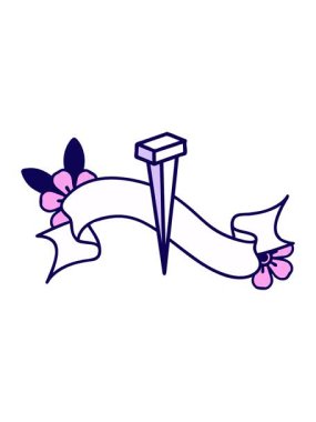 Demirden tırnak sancağıyla geleneksel dövmenin neon ışıklı animasyonu