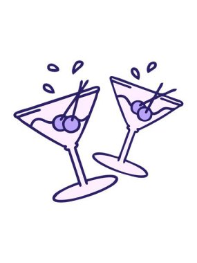 Martinin bardaklarının birbirine vurduğu karikatür animasyonunu salla ve durdur