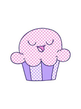 Çizgi roman tarzının dönen hareketli animasyonu. Mutlu çizgi film pastası.