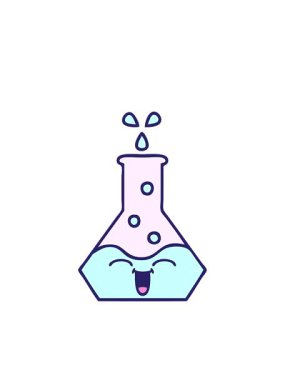 Yanıp sönen radyal çizgiler bir bilim şişesinin karikatür çiziminin canlandırması