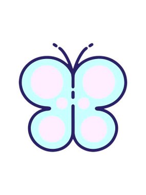 Basit bir çizgi film kelebeğinin dikkat çekici animasyonu.