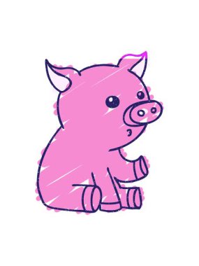 Oturan Domuz Tebeşiri Çiziminin animasyonunu güçlendir