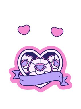 Dönen kalpler dövme stili geleneksel kalp ve bayrak şeklinde çiçek dizaynlı.