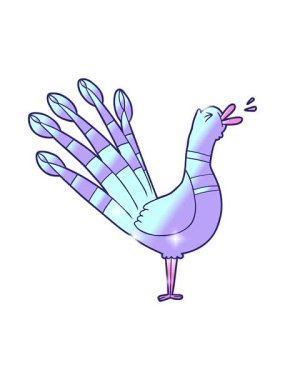 Karikatür öten tavus kuşunun ışıltı etkisi