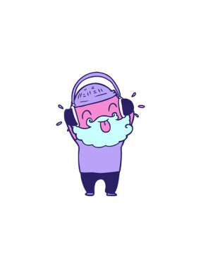 Yıldız patlaması etkisi. Dili sakallı bir adamın animasyonu.